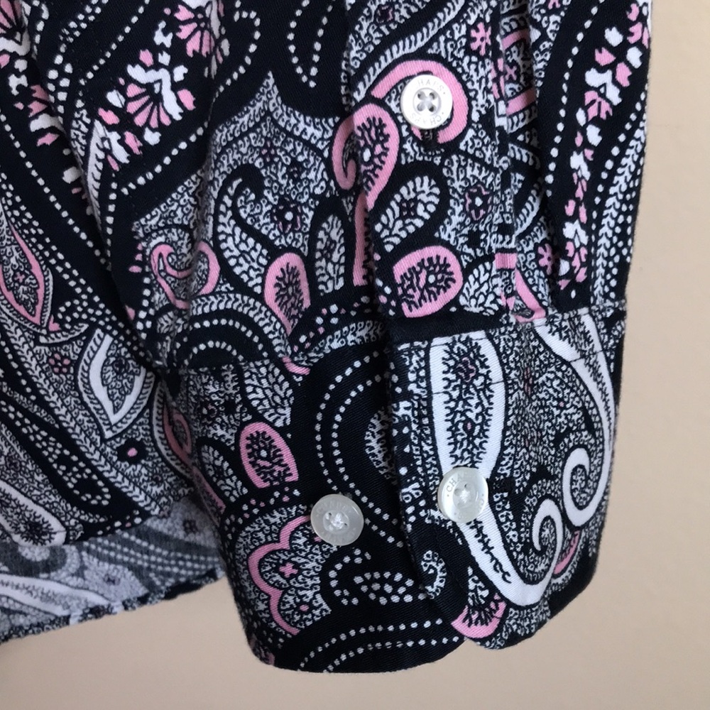 Chaps Classics Women’s No Iron Paisley Print Long Sleeve Button-Up Shirt - Picture 7 of 8